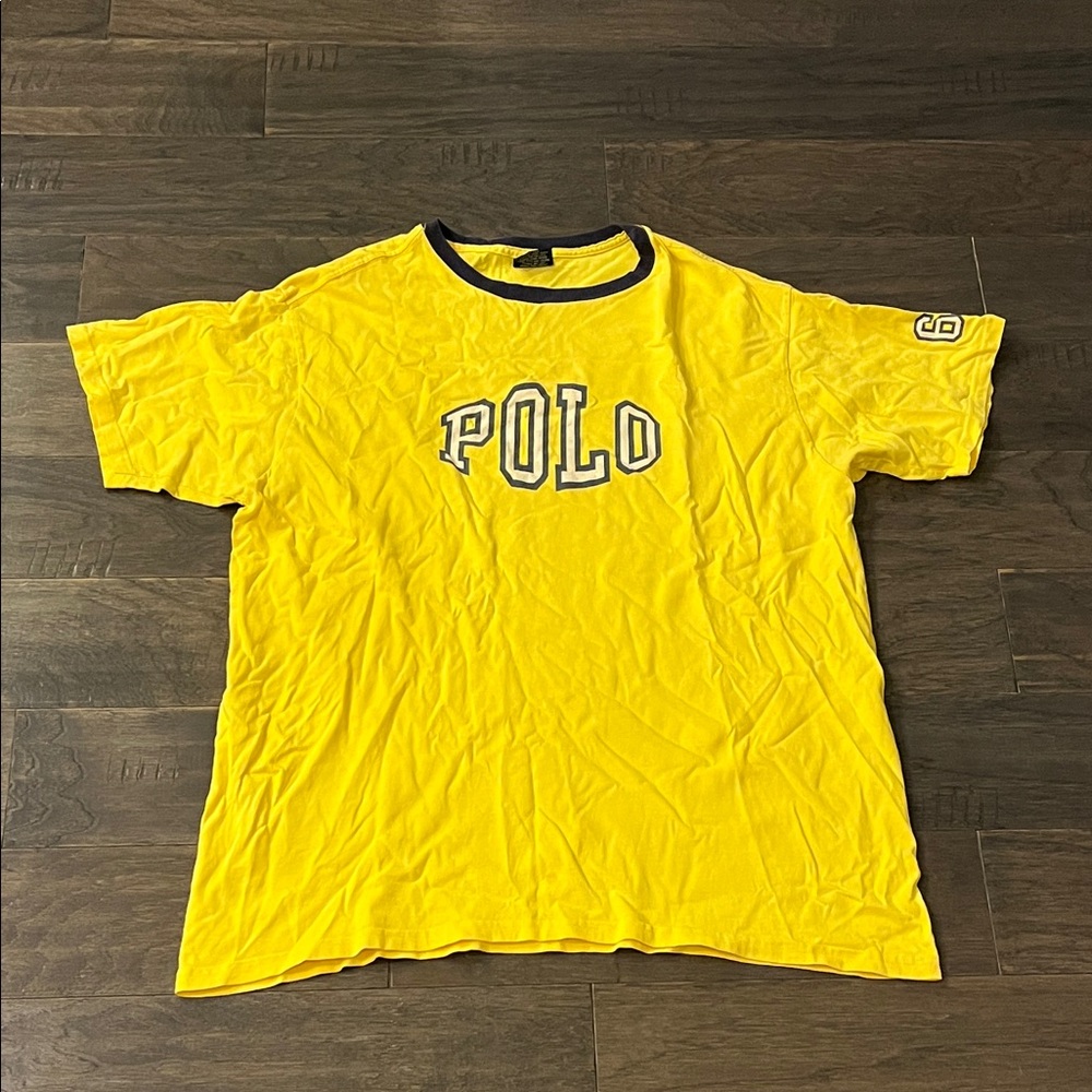 Polo Ralph Lauren Vintage 67 Ringer T Shirt Made in USA Yellow Mens Size Large